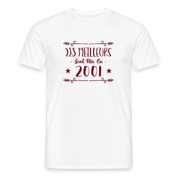 Les meilleurs sont nés en 2001 - T-shirt homme - blanc - Devant - AI Model Male 178 dark (178cm)