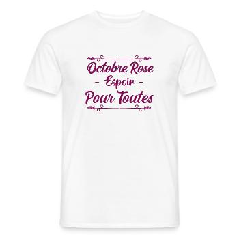 Octobre Rose Espoir Pour Toutes - T-shirt homme - blanc - Devant - AI Model Male 178 dark (178cm)