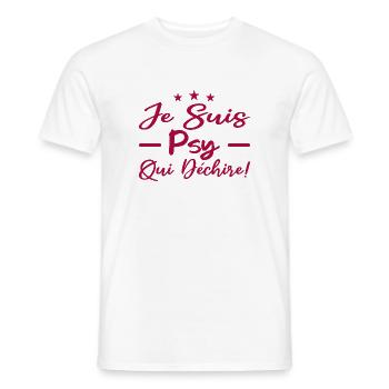 je suis psy qui déchire - T-shirt homme - blanc - Devant - AI Model Male 178 dark (178cm)