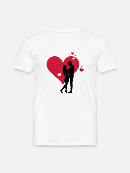 Liebe - Paar Herz - Männer T-Shirt - Weiß