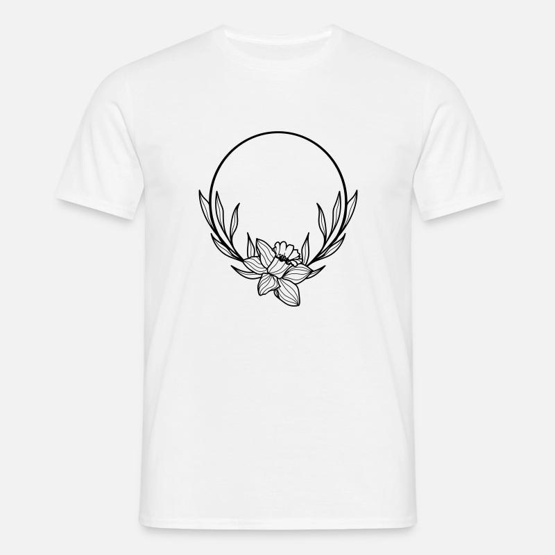 Pileblad Boho blomsterkrans 4 - T-shirt til herrer - hvid