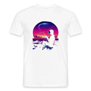 VR Skyline: Futuristisches Gaming - Männer T-Shirt - Weiß - Vorne - AI Model Male 178 dark (178cm)