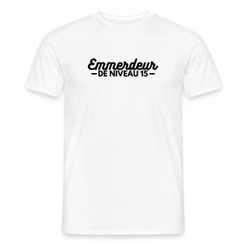 Emmerdeur de niveau 15 - T-shirt homme - blanc - Devant - AI Model Male 178 dark (178cm)