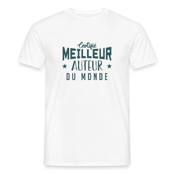 Certifié le meilleur Auteur du monde - T-shirt homme - blanc - Devant - AI Model Male 178 dark (178cm)