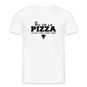 Roi de la pizza | cadeau drôle pizzaiolo - T-shirt homme - blanc - Devant - AI Model Male 178 dark (178cm)