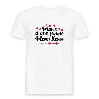 marié à une femme merveilleuse | mariage couple - T-shirt homme - blanc - Devant - AI Model Male 178 dark (178cm)