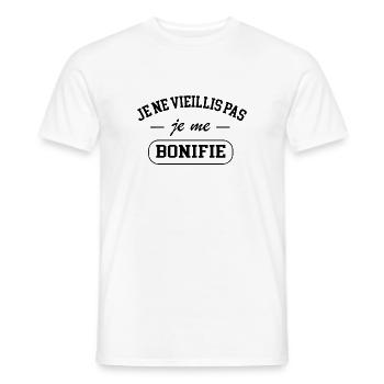 Je ne vieillis pas je me bonifie - T-shirt homme - blanc - Devant - AI Model Male 178 dark (178cm)