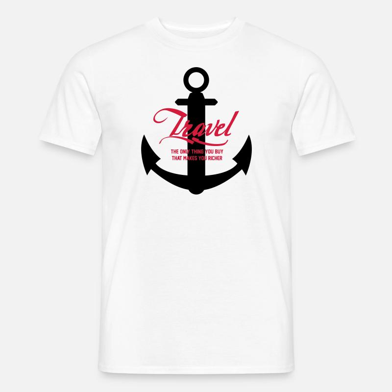 TRAVEL ANKER - Männer T-Shirt - Weiß