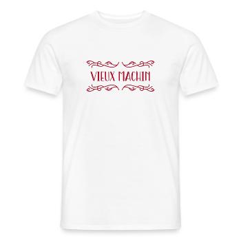 Vieux Machin Humour Anniversaire Homme - T-shirt homme - blanc - Devant - AI Model Male 178 dark (178cm)