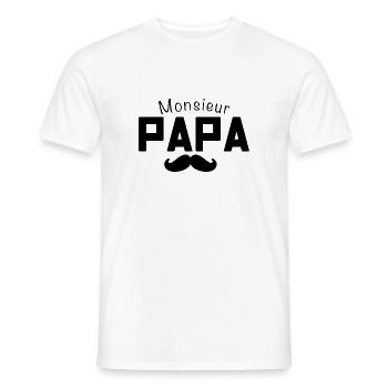 Monsieur Papa Citation Moustache Cadeau Père - T-shirt homme - blanc - Devant - AI Model Male 178 dark (178cm)