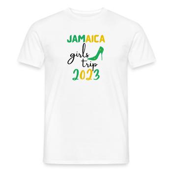 Jamaica Girls Trip 2023 group matching, green text - Men's T-Shirt - white - Front - AI Model Male 178 dark (178cm)