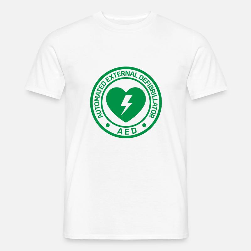 AED Notfall-Defibrillator Erste Hilfe - Männer T-Shirt - Weiß