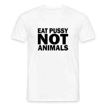 Eat pussy not animals - Men's T-Shirt - white - Front - AI Model Male 178 dark (178cm)