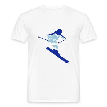 Skier and mountain silhouette - skiing, skiing - Men's T-Shirt - white - Front - AI Model Male 178 dark (178cm)