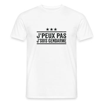 J'peux pas j'suis Gendarme Cadeau Humour - T-shirt homme - blanc - Devant - AI Model Male 178 dark (178cm)