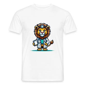 Cute Lion Doctor - Men's T-Shirt - white - Front - AI Model Male 178 dark (178cm)