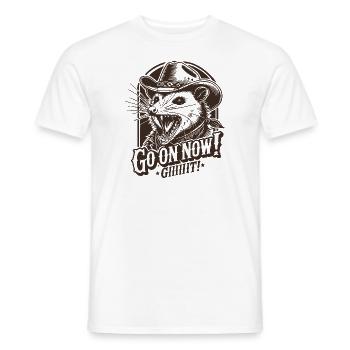 Vintage Go on Now Git Funny Cowboy Opossum Meme - Men's T-Shirt - white - Front - AI Model Male 178 dark (178cm)
