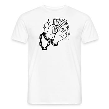 "Fuck You" Karten in Händen Geschenk Idee - Männer T-Shirt - Weiß - Vorne - AI Model Male 178 dark (178cm)