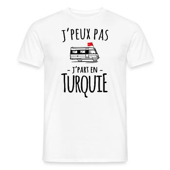 je part en turquie - voyage - Roadtrip - van life - T-shirt homme - blanc - Devant - AI Model Male 178 dark (178cm)
