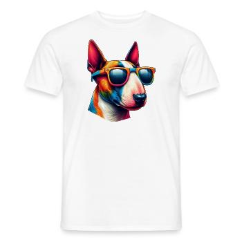 Colorfull Bull Terrier Wearing Sunglasses - Men's T-Shirt - white - Front - AI Model Male 178 dark (178cm)