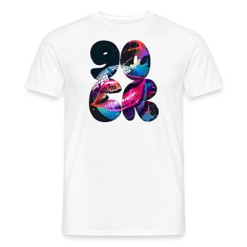 90er,discokugel,party,schrift,mund,retro - Männer T-Shirt - Weiß - Vorne - AI Model Male 178 dark (178cm)