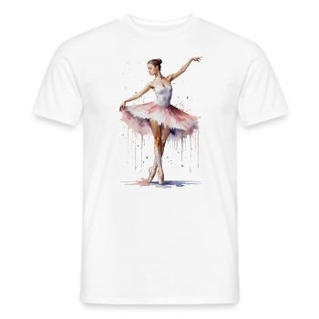 Ballerine Gracieuse - Aquarelle - T-shirt homme - blanc - Devant - AI Model Male 178 dark (178cm)