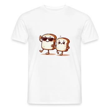 Cool Gluten Bread Duo Cartoon Design - Men's T-Shirt - white - Front - AI Model Male 178 dark (178cm)