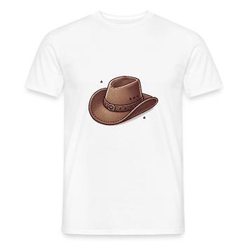 Western Cowboy Hat Illustration - Men's T-Shirt - white - Front - AI Model Male 178 dark (178cm)