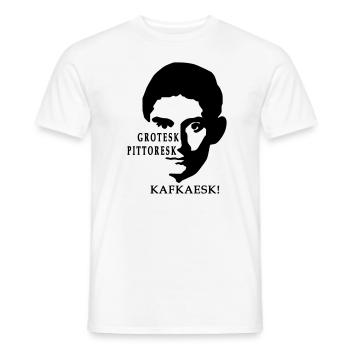 KAFKA - sans serif, picturesque, Kafkaesque! - Men's T-Shirt - white - Front - AI Model Male 178 dark (178cm)