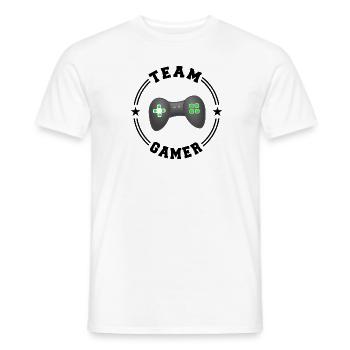 TEAM GAMER College-Runde - Männer T-Shirt - Weiß - Vorne - AI Model Male 178 dark (178cm)