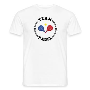 TEAM PADEL College Runde - Männer T-Shirt - Weiß - Vorne - AI Model Male 178 dark (178cm)