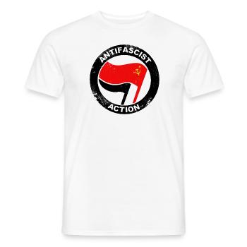 Logo communiste antifasciste grunge - T-shirt homme - blanc - Devant - AI Model Male 178 dark (178cm)