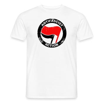 Antifascist Action logo grunge - Men's T-Shirt - white - Front - AI Model Male 178 dark (178cm)