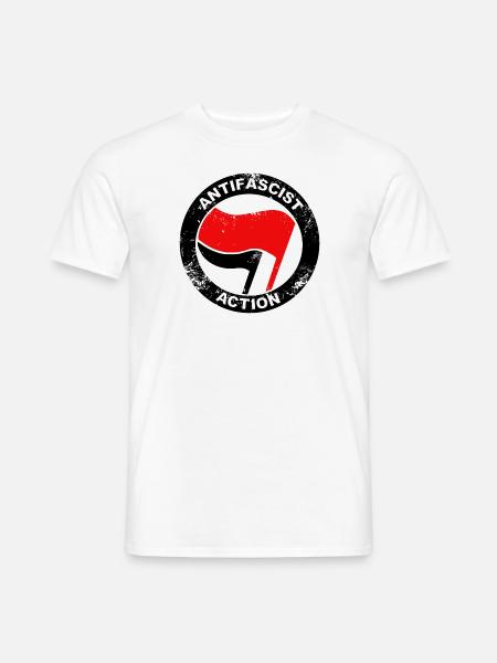 Antifascist Action logo grunge - Men's T-Shirt - white