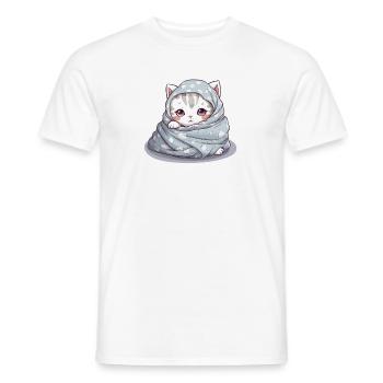 Chemise de nuit pour lève-tard et propriétaires de chats - T-shirt homme - blanc - Devant - AI Model Male 178 dark (178cm)