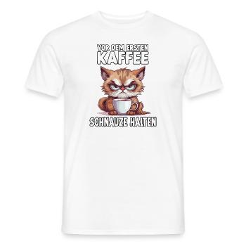 Geschenk für Katzenbesitzer und Morgenmuffel - Männer T-Shirt - Weiß - Vorne - AI Model Male 178 dark (178cm)
