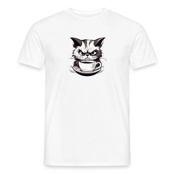 Gift for cat owners and morning grouches - Men's T-Shirt - white - Front - AI Model Male 178 dark (178cm)