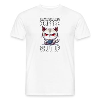 Cadeaux de propriétaire de chat pour les chats grognons du matin - T-shirt homme - blanc - Devant - AI Model Male 178 dark (178cm)