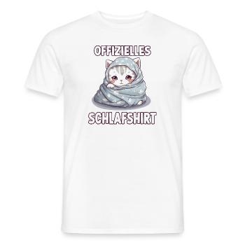 Kuscheliges Katzen T-Shirt für gemütliche Nächte - Männer T-Shirt - Weiß - Vorne - AI Model Male 178 dark (178cm)