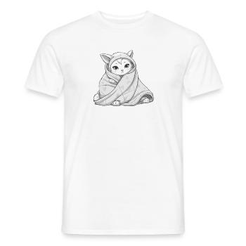 Chemise de nuit pour lève-tard et propriétaires de chats - T-shirt homme - blanc - Devant - AI Model Male 178 dark (178cm)