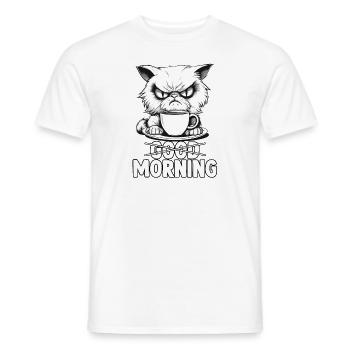 Chemise câline drôle chats dictons matin grincheux - T-shirt homme - blanc - Devant - AI Model Male 178 dark (178cm)