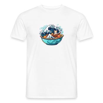 Ramen Bowl T japonais pour Otaku Kawaii Neko - T-shirt homme - blanc - Devant - AI Model Male 178 dark (178cm)