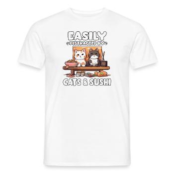 Kawaii Neko Sushi Maki Cat japonais - T-shirt homme - blanc - Devant - AI Model Male 178 dark (178cm)