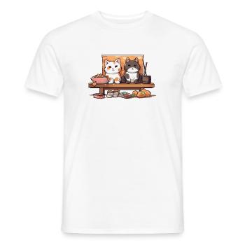 Kawaii Sushi Cat for Anime Fans Ingenious Otaku - Men's T-Shirt - white - Front - AI Model Male 178 dark (178cm)