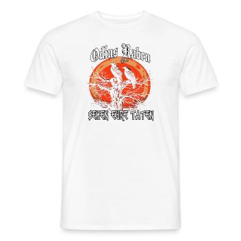 Hache viking | Chemise de guerrier viking | Corbeau d’Odin - T-shirt homme - blanc - Devant - AI Model Male 178 dark (178cm)