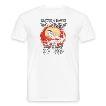 Hache viking | Chemise de guerrier viking | Corbeau d’Odin - T-shirt homme - blanc - Devant - AI Model Male 178 dark (178cm)