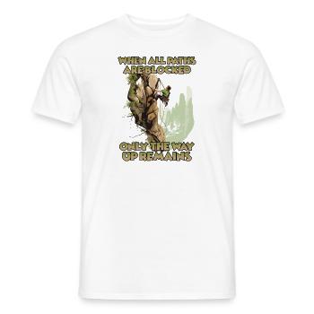 Toprope climbing nature experience for climbers - Men's T-Shirt - white - Front - AI Model Male 178 dark (178cm)