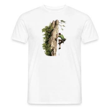 Toprope climbing nature experience for climbers - Men's T-Shirt - white - Front - AI Model Male 178 dark (178cm)