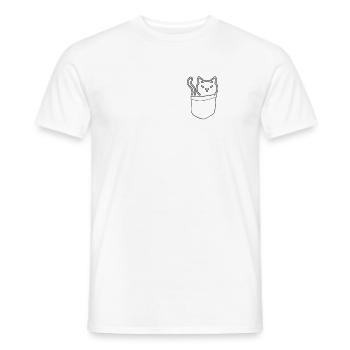 Funny cat fake shirt bag cute cat owner - Men's T-Shirt - white - Front - AI Model Male 178 dark (178cm)