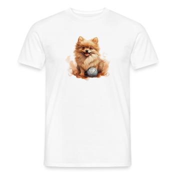 Süßes Zwergsitz Pomeranian T Hundehalter Gassi - Männer T-Shirt - Weiß - Vorne - AI Model Male 178 dark (178cm)